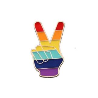 rainbow peace sign brooch