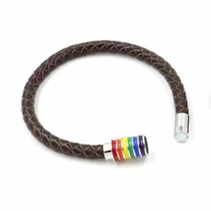 Braided Leather Bracelet Brown Open