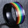 Stainless Steel Enamel Rainbow Pride Ring Band