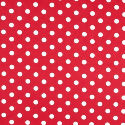 The fabric used to make the white polka dot on red fabric face-mask
