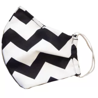 Black Chevron Stripes on White Fabric Reusable Face Mask