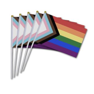 5 Rainbow Progress Pride Hand Flags
