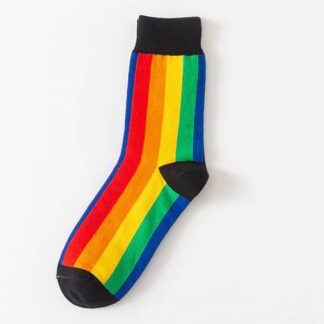 Vertical Rainbow Black Socks