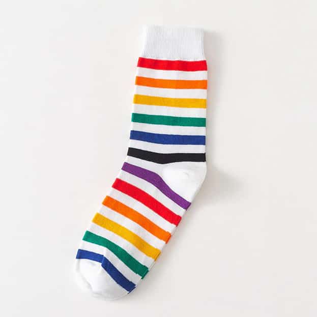 White Rainbow Stripe Socks ⋆ Pride Shop NZ