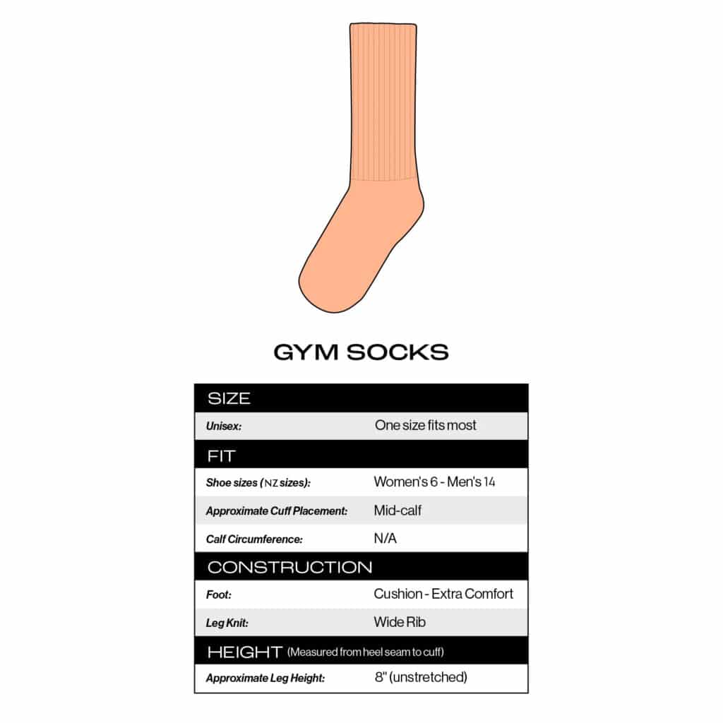 Gumball Poodle - Gym Sock Size Guide