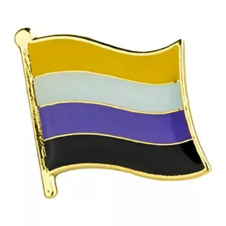 Non-Binary (Enby) Pride Wavy Flag Pin