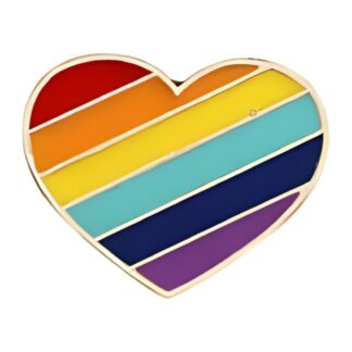 Rainbow Heart Pin With Diagonal Stripes