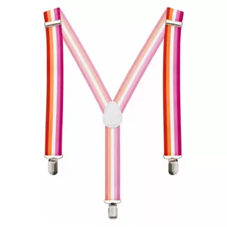 Lesbian pride flag braces with orange, white and pink stripes