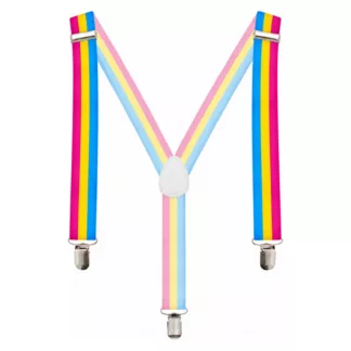 Pansexual pride flag braces with pink, yellow and blue stripes