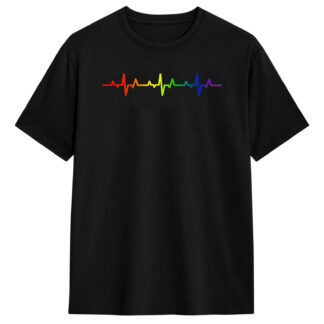Pride Heartbeat Tee, black unisex t-shirt