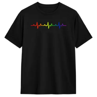 Pride Heartbeat Tee, black unisex t-shirt