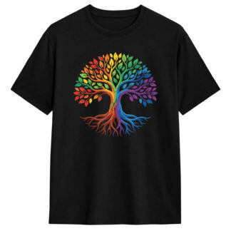 Rainbow Tree of Life Tee, black unisex t-shirt