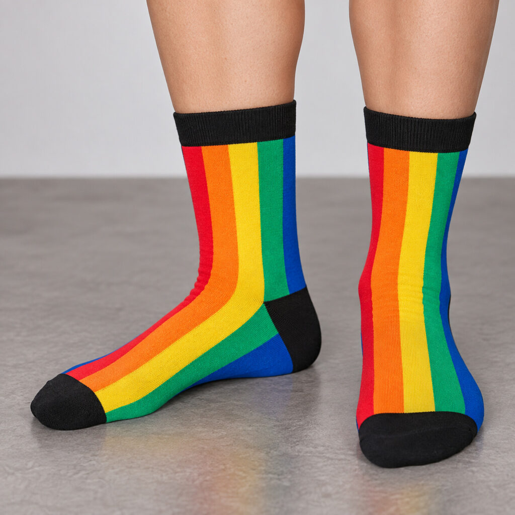 Vertical Rainbow Black Socks